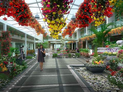  现代植物园景观psd 