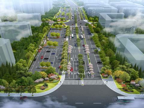  城市道路 公路鸟瞰psd 