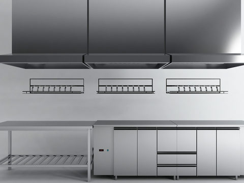  中央厨房设备3d模型 