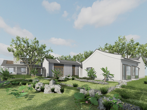  中式园林景观3d模型 