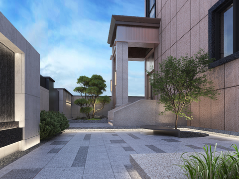  别墅花园3d模型 