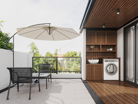  现代露台阳台3d模型 