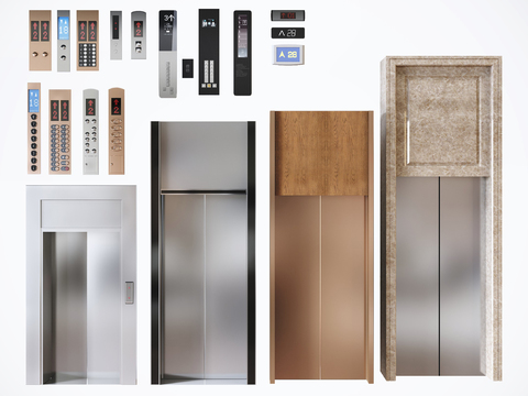  现代电梯门电梯按键按钮楼层显示器3d模型 