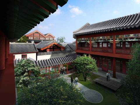  中式故宫博物馆外观psd 