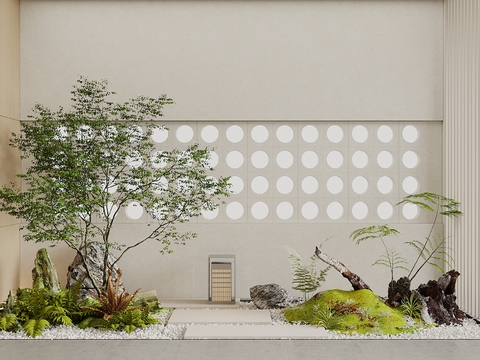  景观小品 植物造景 苔藓景观石3d模型 
