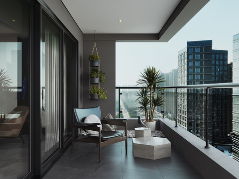  生活阳台 休闲阳台3d模型 