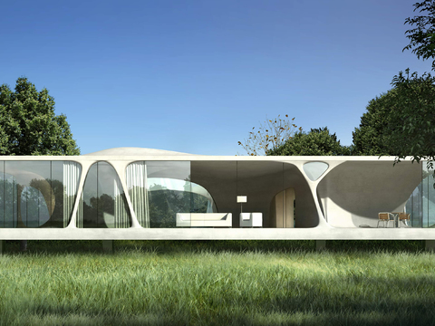  现代别墅外观psd 