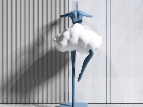  现代抽象人形雕塑3d模型 