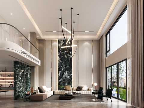  别墅客厅 别墅大堂3d模型 