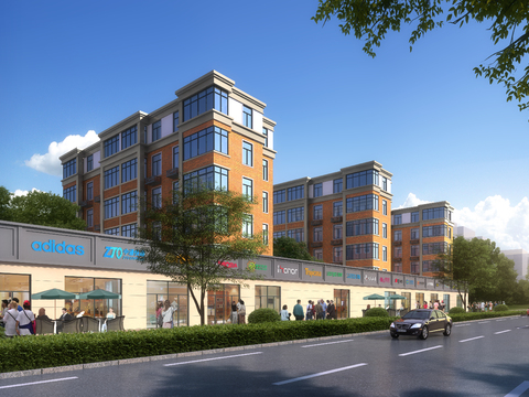  现代商业楼建筑外观psd 