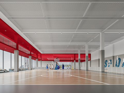  现代篮球场 球馆3d模型 