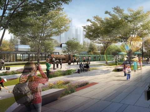  现代广场公园景观psd 