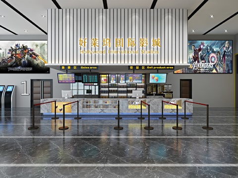  现代电影院大厅过道3d模型 