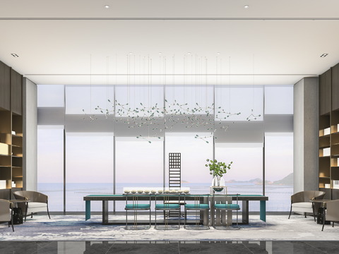  新中式会所茶室3d模型 