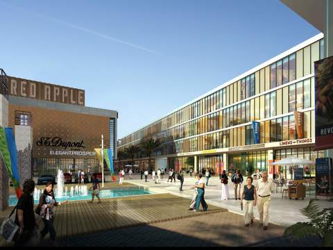  现代商业街建筑外观psd 