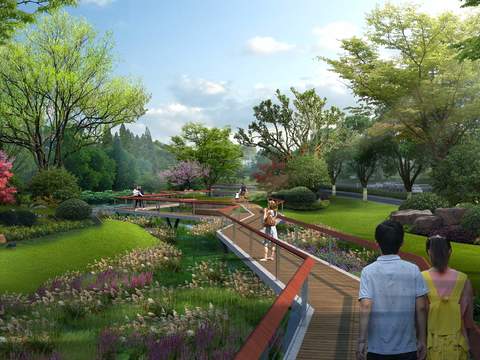  现代公园园林景观psd 