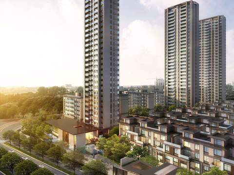  现代未来小区外观景观psd 