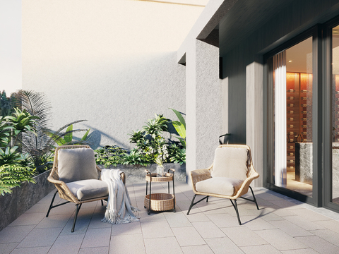  现代休闲阳台露台3d模型 