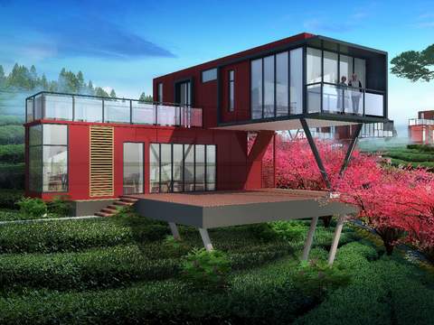  现代建筑构件外观psd 