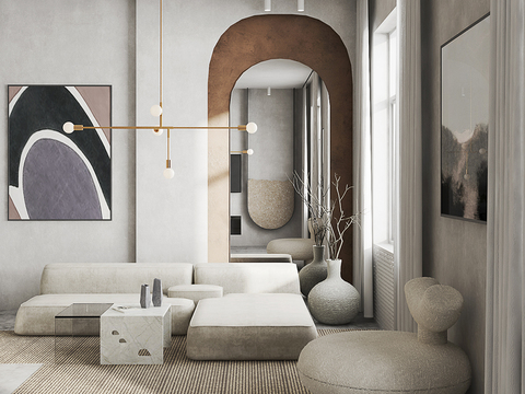  现代公寓客厅3d模型 