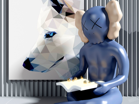  现代KAWS雕塑3d模型 