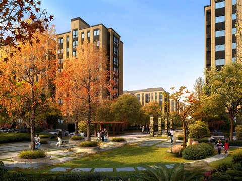  现代枫树公园园林景观psd 