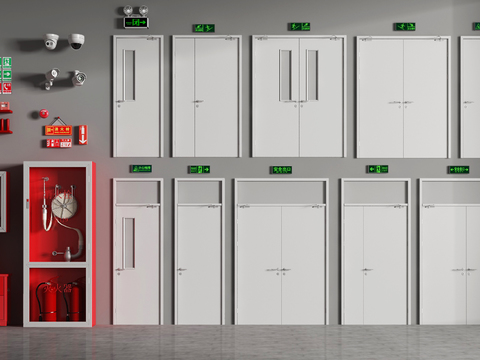  消防门 防火门 安全门 消防栓3d模型 