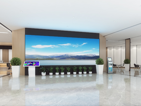  现代行政服务中心办公大厅3d模型 