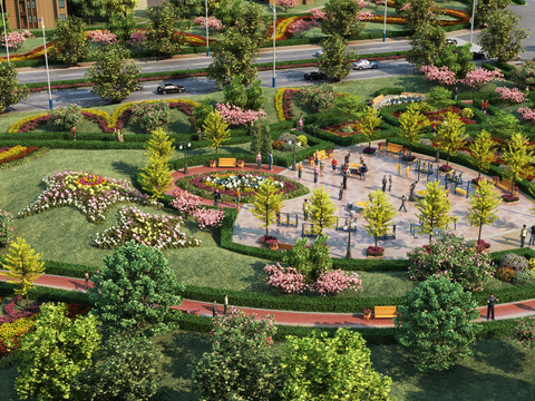  现代公园景观3d模型 