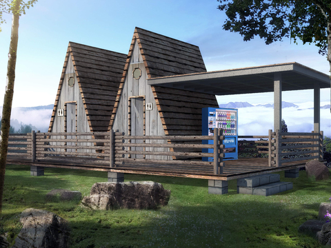  现代厕所古建外观psd 