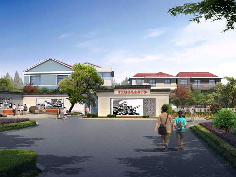  新中式公园毛主席建筑构件psd 