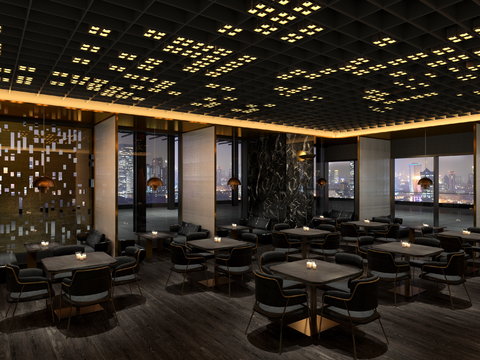  现代音乐餐吧3d模型 