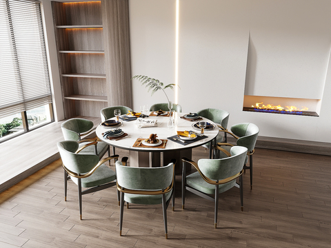 圆形餐桌椅精选3d模型合辑