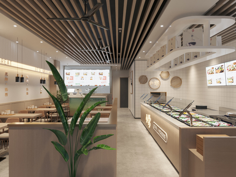  现代面馆快餐厅3d模型 