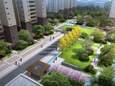  现代小区公园园林景观psd 