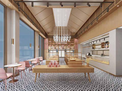  北欧简约甜品店3d模型 