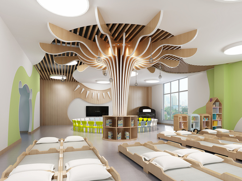  现代幼儿园午休室3d模型 