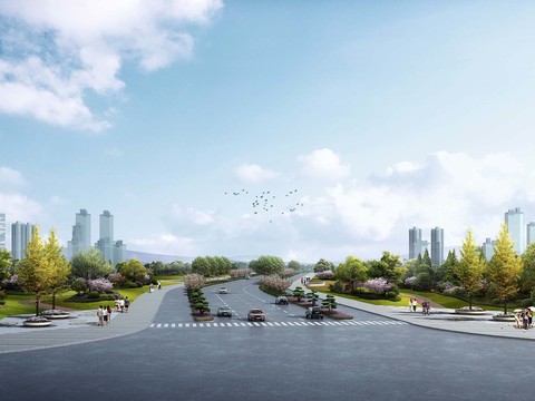  道路桥梁景观psd 