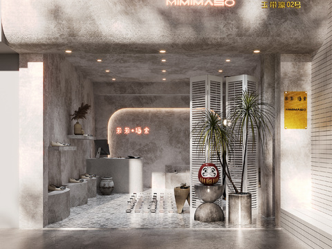  现代侘寂鞋店3d模型 