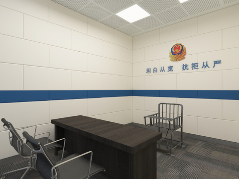  现代警局审讯室3d模型 
