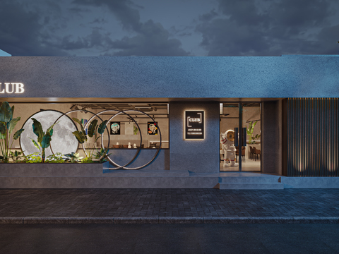  现代酒吧门头3d模型 