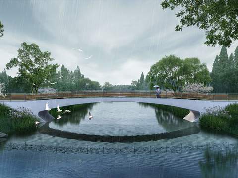  现代湿地园林景观psd 