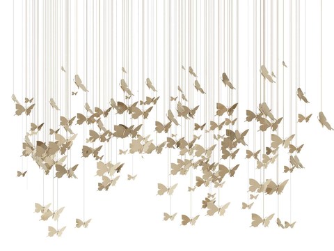  现代艺术蝴蝶吊灯3d模型下载 悬浮装饰灯天花板设计 简约线条灯具 