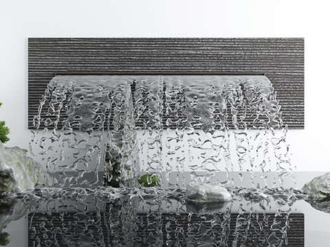  新中式庭院水景园艺小品3d模型 