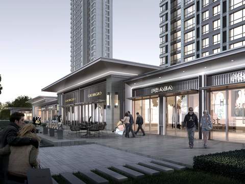  现代商业街步行街psd 