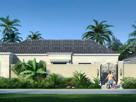  欧式别墅外观psd 