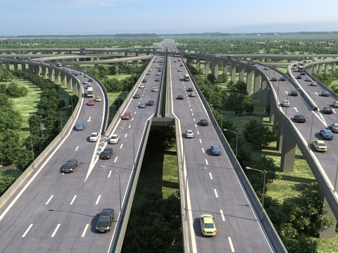  现代高架立交桥鸟瞰规划3d模型 