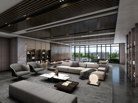  现代公司接待室3d模型 