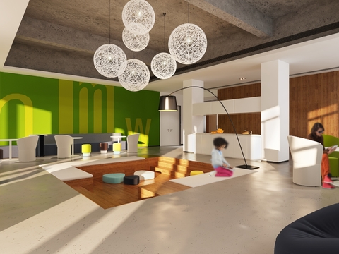  现代培训学校休闲区3d模型 