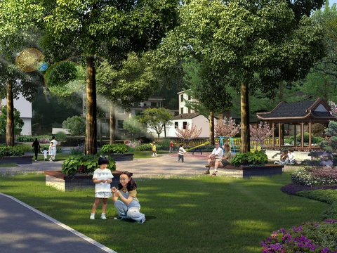  中式公园凉亭休息亭psd 